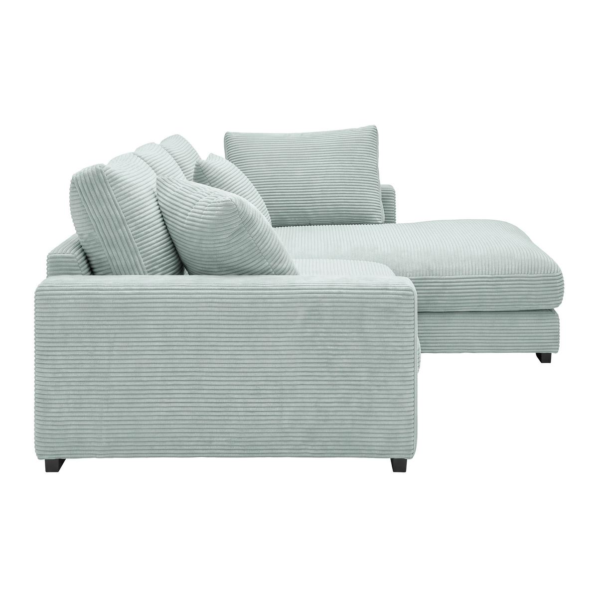 Rohová sedačka PEDRO, pravá, šalvějově zelený manšestr - černá/šalvějově zelená, Moderní, textil/plast (300/190cm) - Mömax