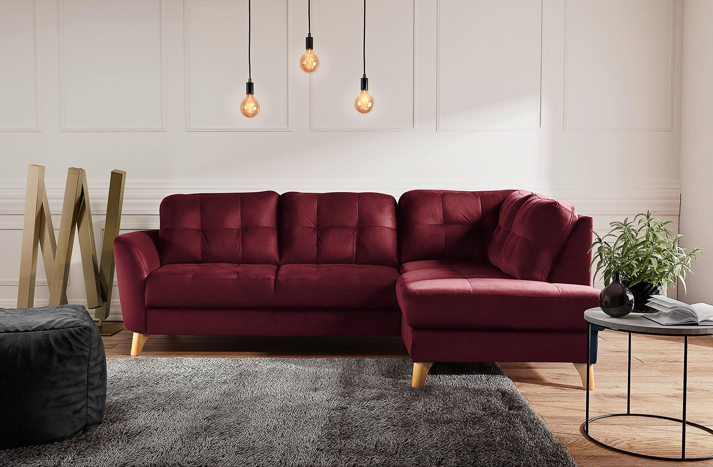 Ecksofa Nordic, Rot S: 236x190 cm - Buchefarben/Rot, Design, Textil (236/190cm) - Livetastic