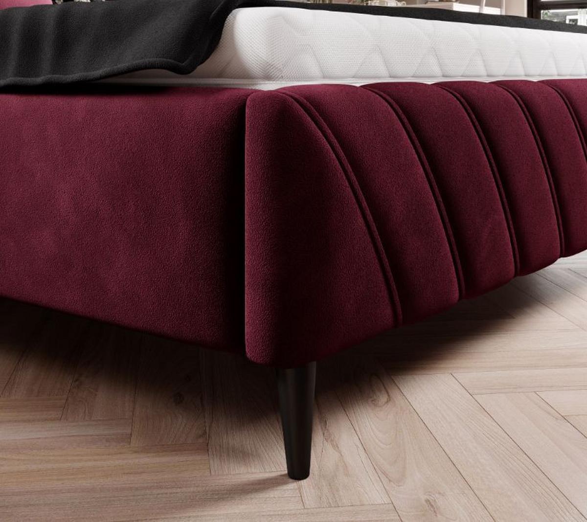 Čalúnená posteľ Melli s roštom 160x200cm - čierna/bordová, Design, drevo/textil (160/200cm)