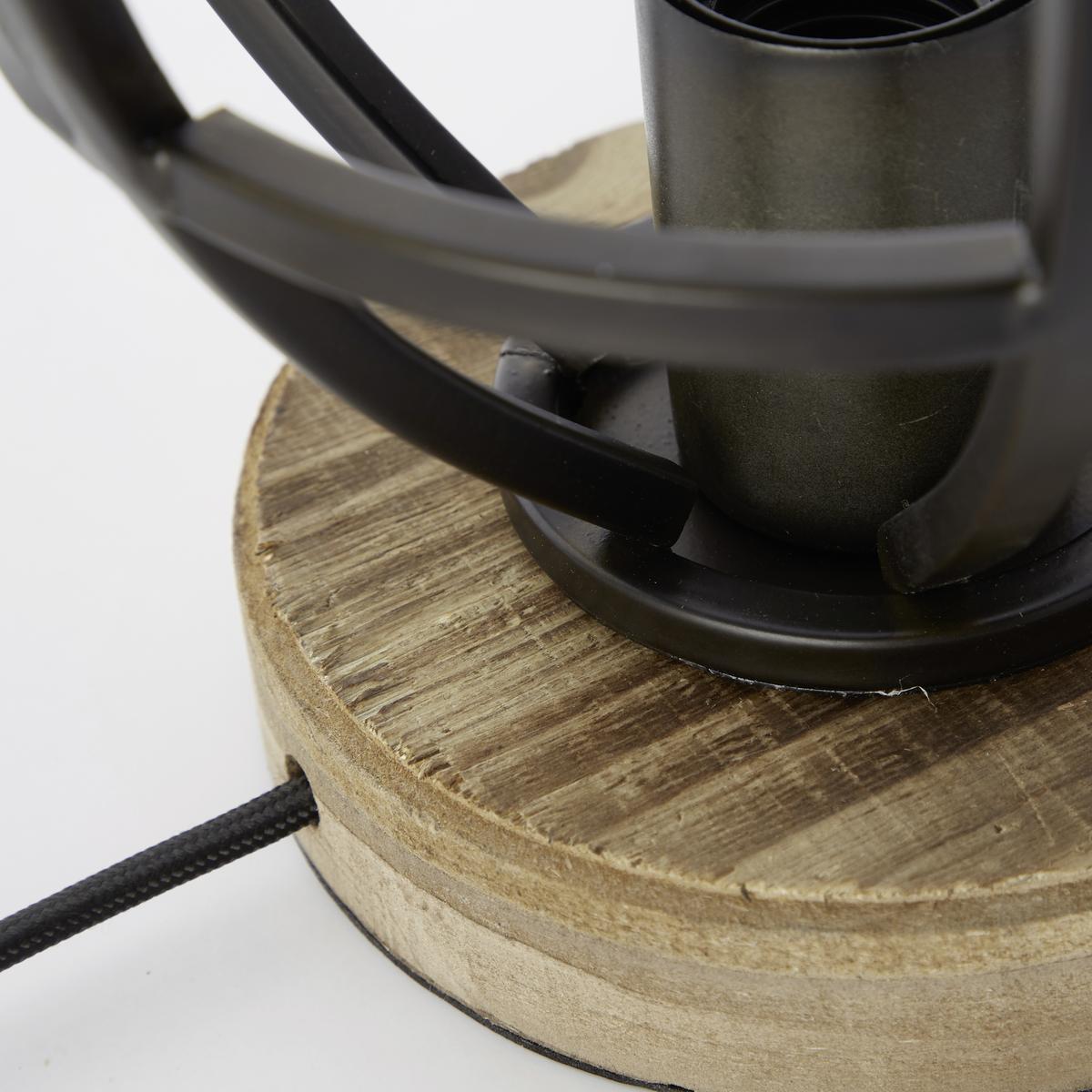 Tischlampe Matrix Wood Schwarz/Naturfarben - Schwarz, Design, Holz/Metall (18/19,5cm) - Brilliant