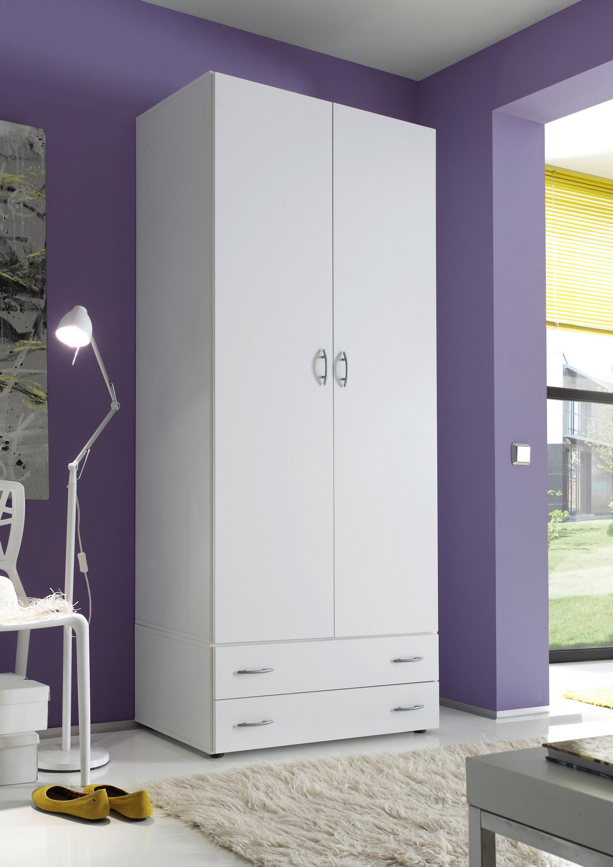 Kleiderschrank B: 81 cm Joe Weiß - Weiß, Basics, Holzwerkstoff (81/177/51cm)
