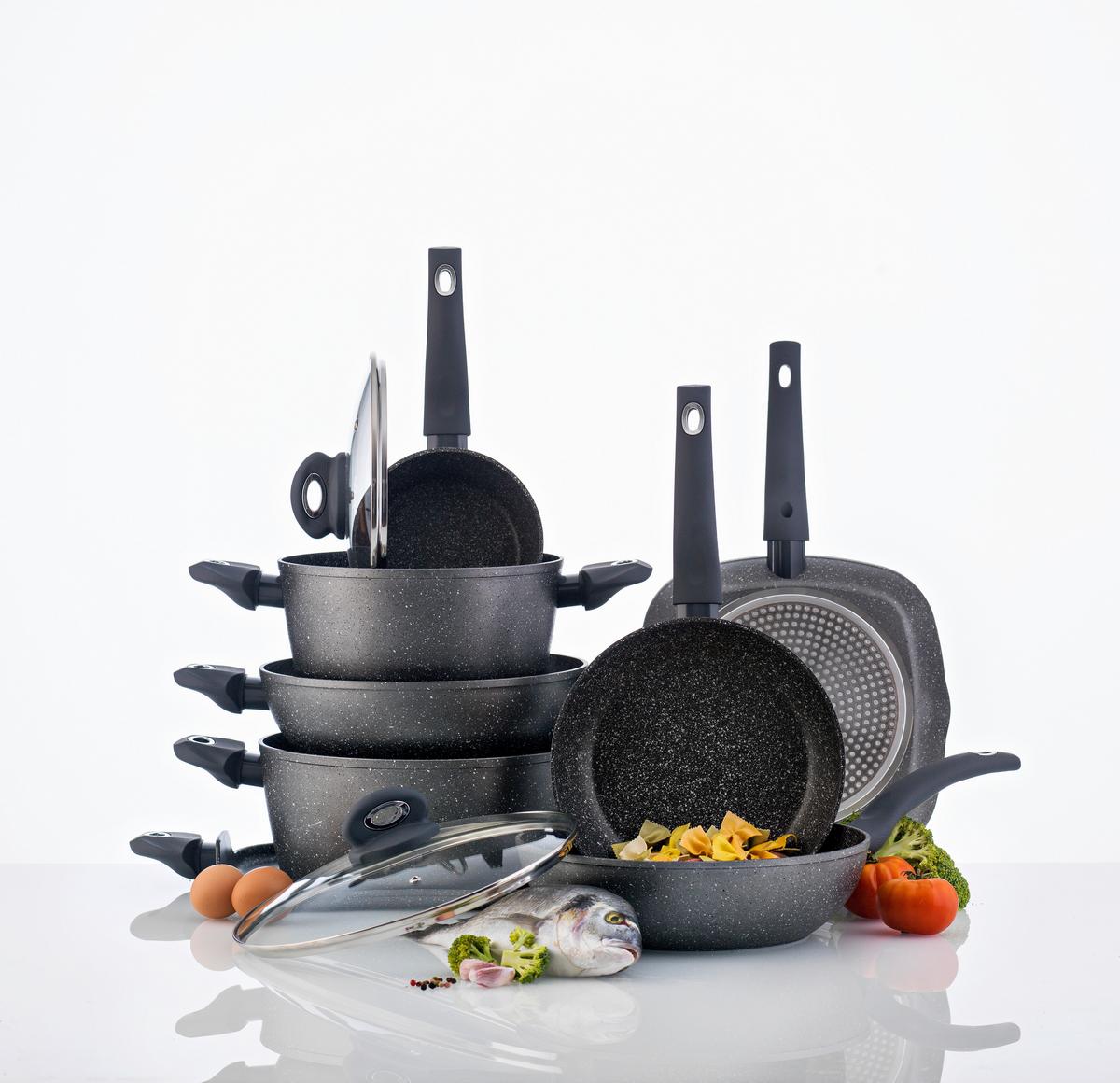 Bratpfanne Orion Ø 30 cm Aluminium Antihaftbeschichtet - Dunkelgrau, Basics, Kunststoff/Metall (30cm)