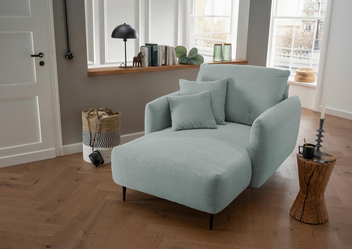 XXL-Sessel Vanilla, Hellblau B: 112cm - Schwarz/Hellblau, Design, Textil (112/95/158cm) - Livetastic