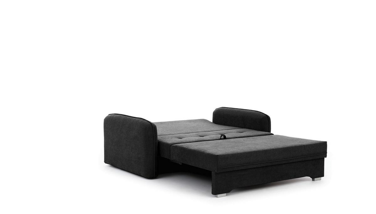 Schlafsofa Laine Schwarz, B: 155 cm - Silberfarben/Schwarz, Design, Textil (155/105/75cm) - MID.YOU