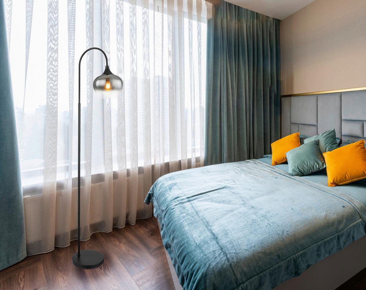 STOJACIA LAMPA MAXY - čierna, Design, kov/sklo (39/25/150cm) - Globo