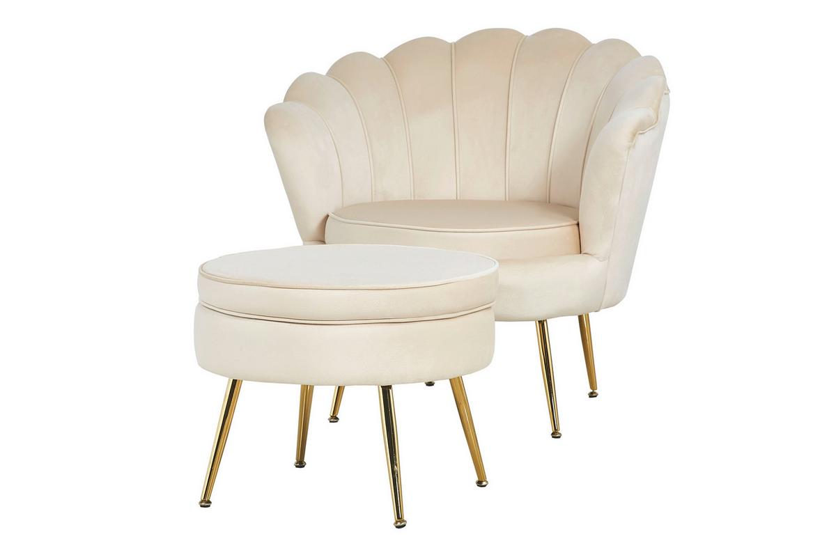 Sessel Beige B: 76 Cm - Beige/Goldfarben, MODERN, Textil (76/78/76cm) - Livetastic