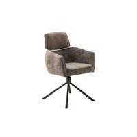 Armlehnstuhl Quebec Chenille Braun 360° drehbar - Schwarz/Braun, KONVENTIONELL, Textil/Metall (60/92/64cm)