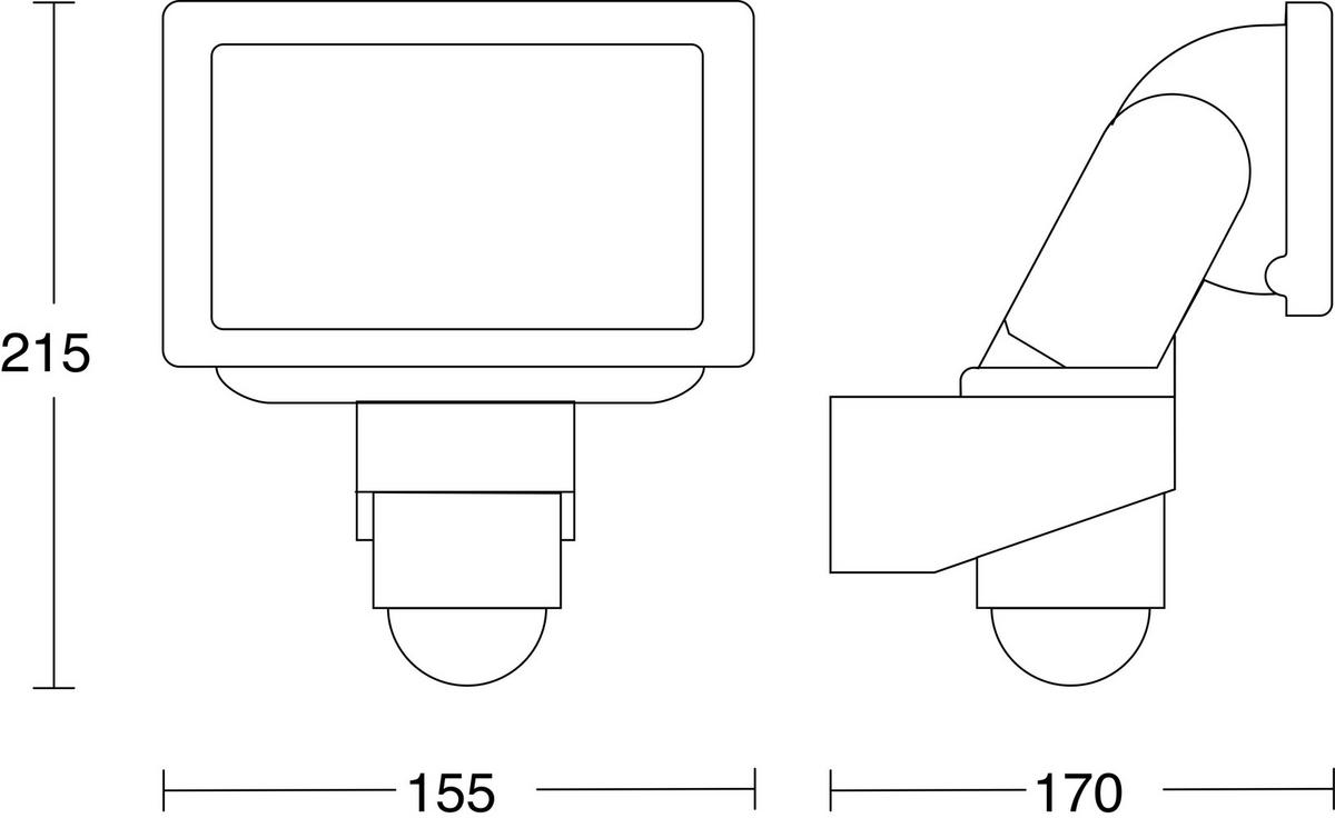 Led-strahler Ls 150 S Aluminium - Schwarz, Design, Metall (17,6/15,5/21cm) - Steinel