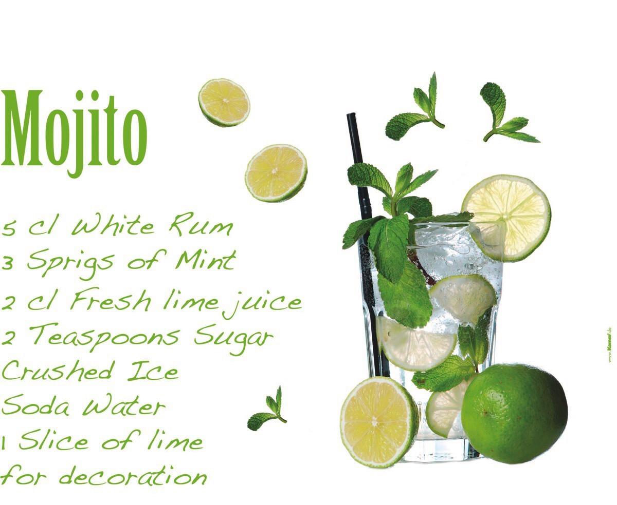 Dekosticker Mojito - Klar/Grün, LIFESTYLE, Kunststoff (100/70cm) - Komar
