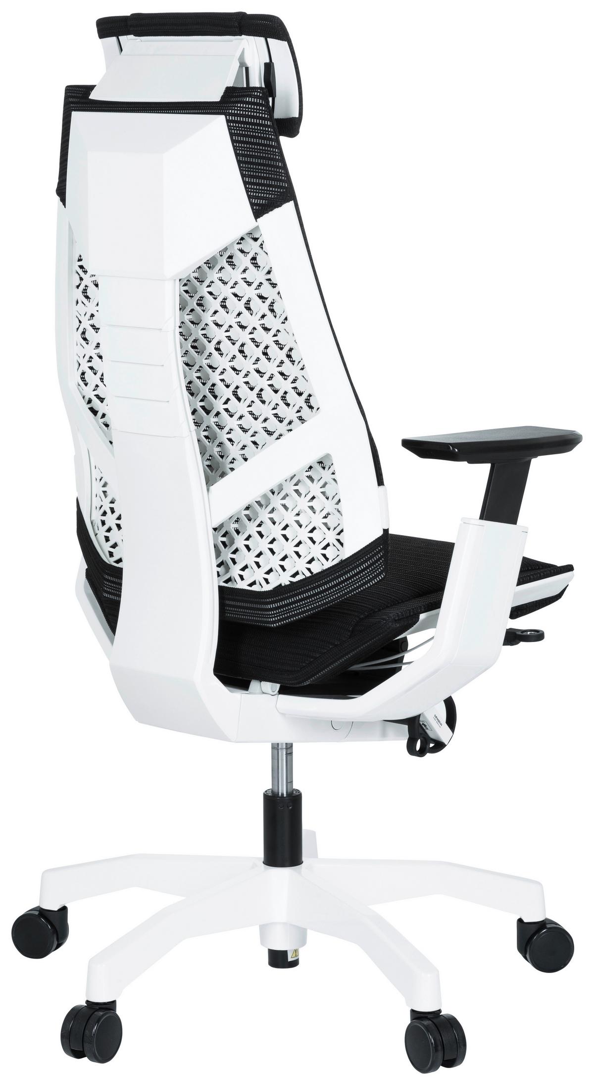 Bürostuhl Genidia Pro Mit Armstützen Schwarz/weiß - Schwarz/Weiß, MODERN, Kunststoff/Textil (57/114/46cm) - MID.YOU