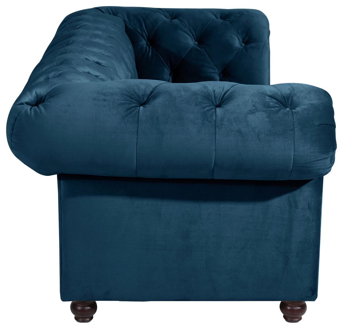 CHESTERFIELD-SOFA ORLEANS - Nussbaumfarben/Petrol, Design, Textil (216/77/100cm) - Max Winzer