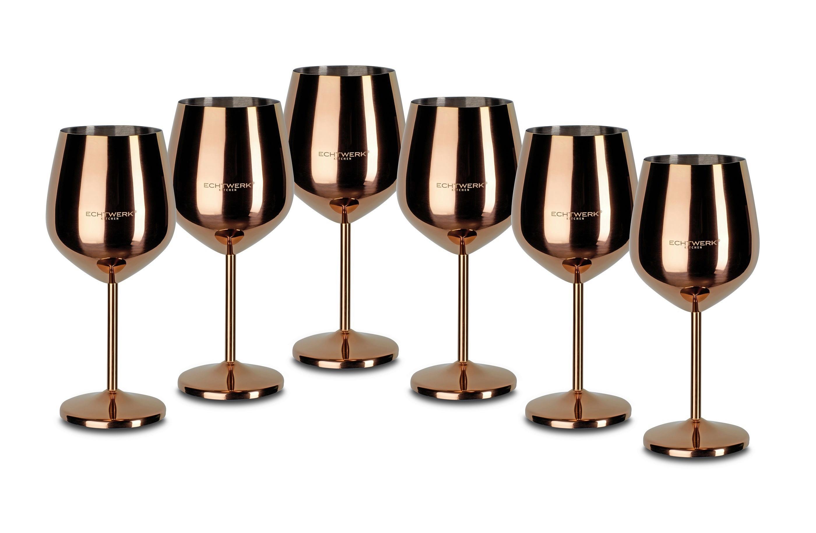 Weinglas Echtwerk 6er-Set Je ca. 500 ml - Kupferfarben, Trend, Metall - Echtwerk
