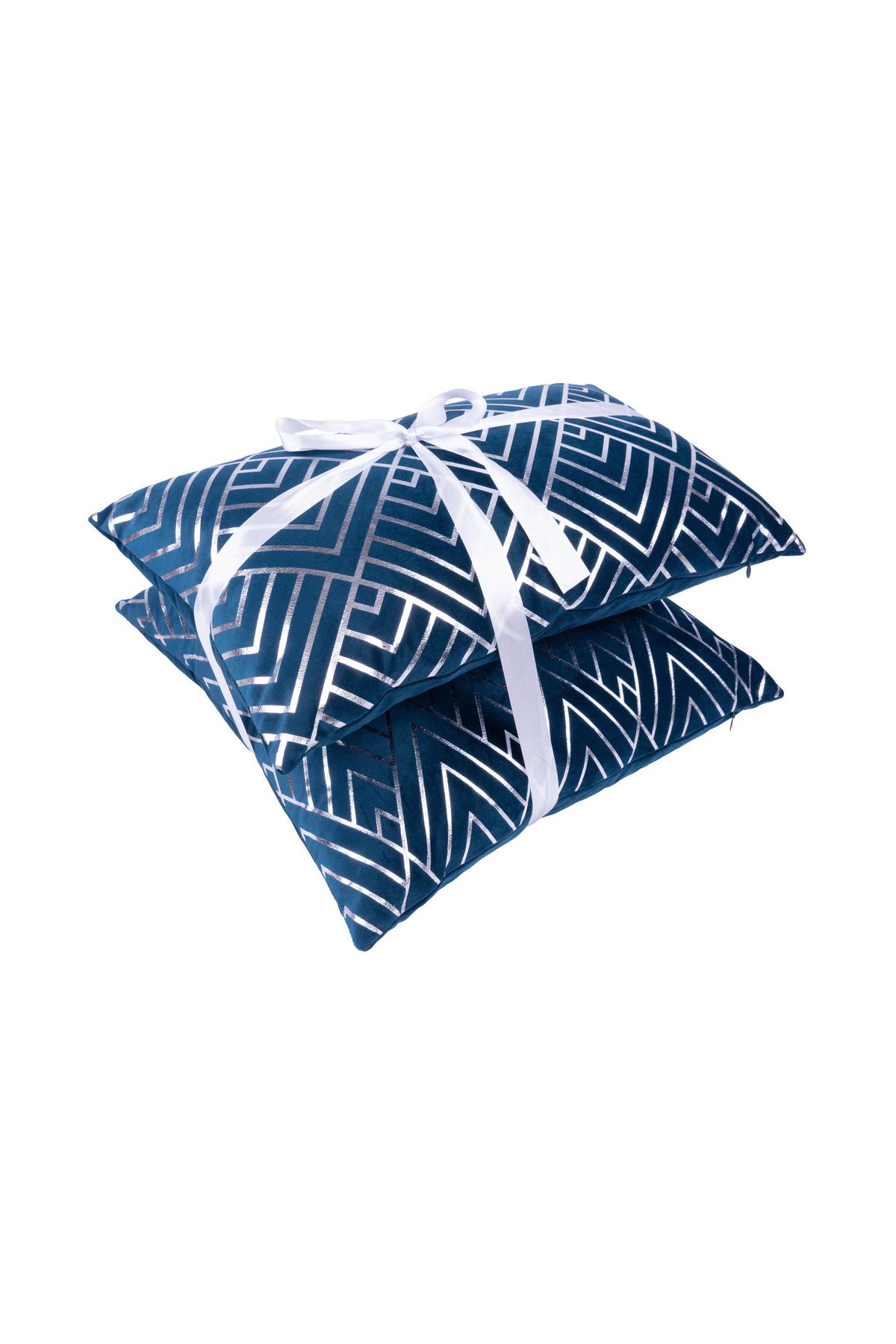 Zierkissen Prisma 30/45x50/45 cm Polyester Blau/Silberfarben - Blau/Silberfarben, KONVENTIONELL, Textil (30x45/50x45cm)