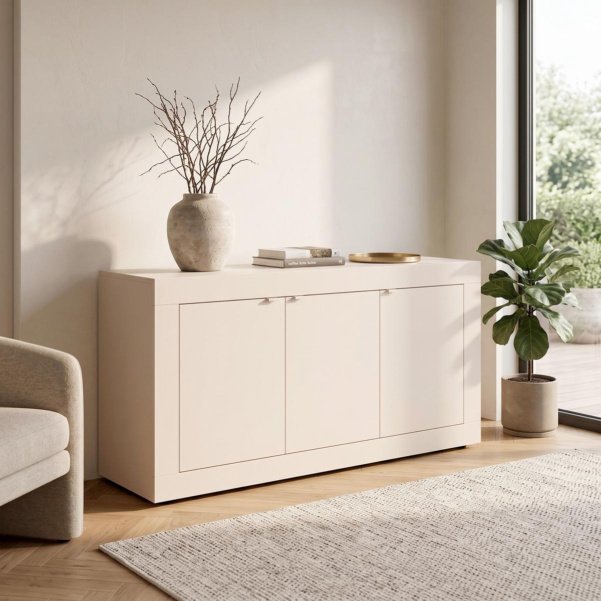 Sideboard Basic Kaschmir B: 160 cm - Kaschmir/Schwarz, Design, Holzwerkstoff (160/86/43cm) - MID.YOU