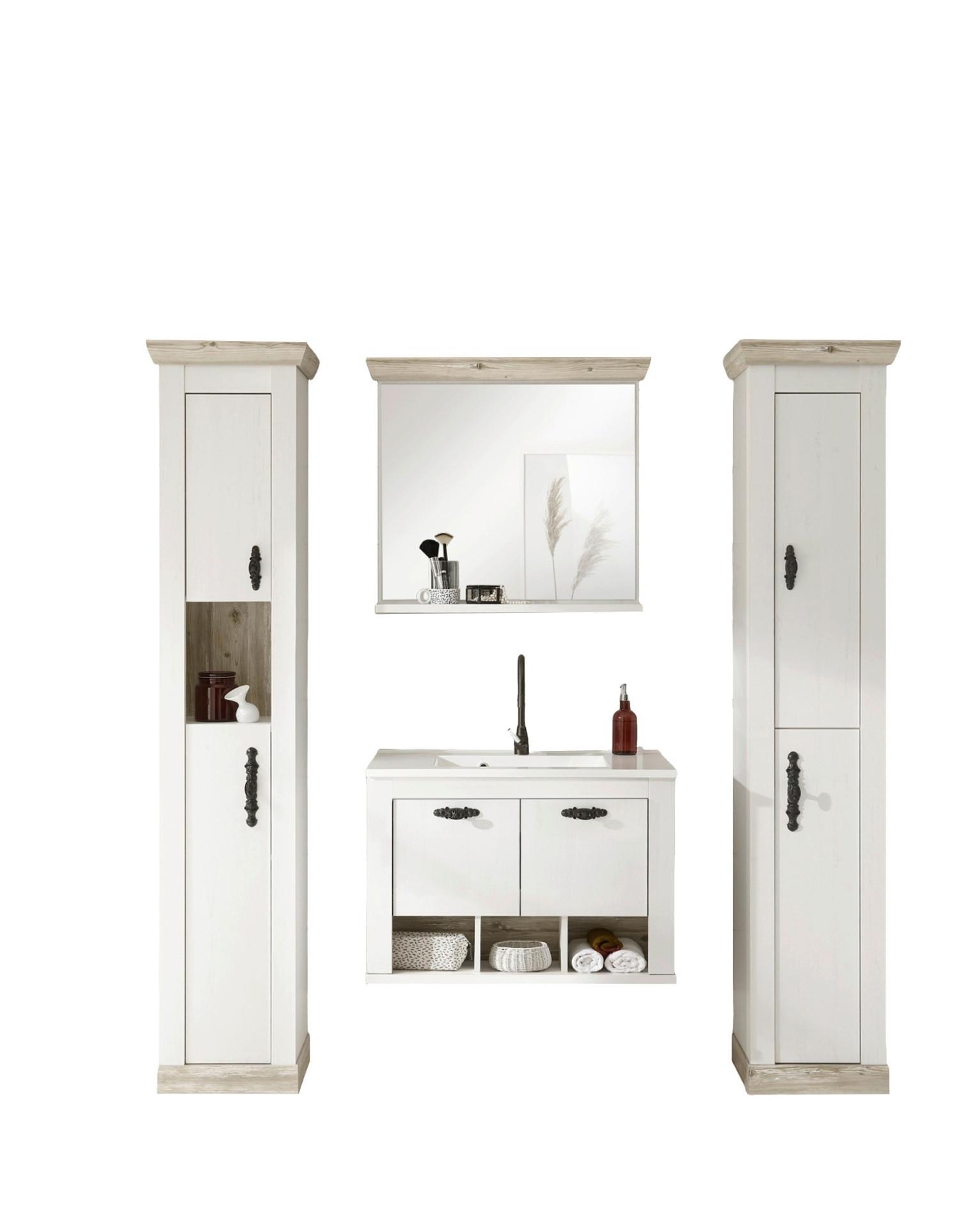 Badezimmer Florenz Pinienfarben B: 205cm - Weiß/Pinienfarben, Design, Naturmaterialien/Holzwerkstoff (205/200/46cm) - MID.YOU