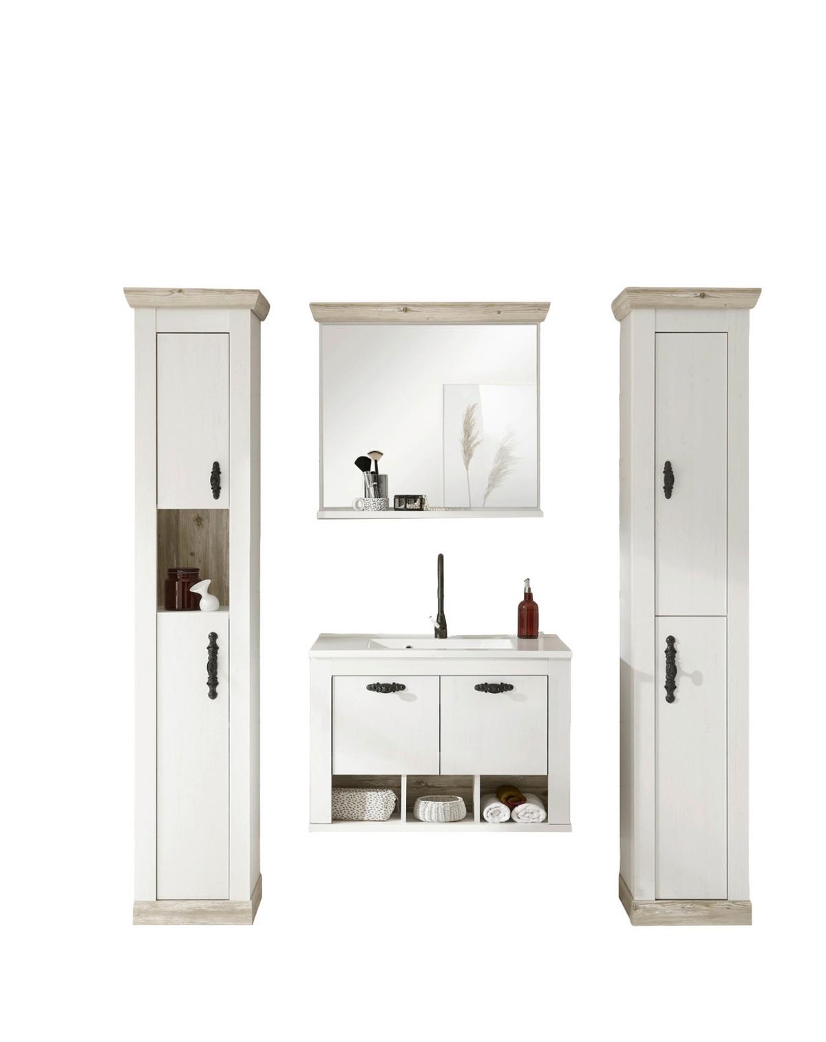 Badezimmer Florenz Pinienfarben B: 205cm - Weiß/Pinienfarben, Design, Naturmaterialien/Holzwerkstoff (205/200/46cm) - MID.YOU