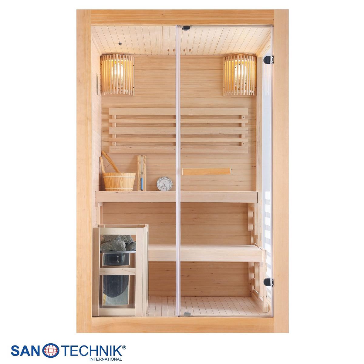 Finnische Panoramasauna BHT: 130x120x200 cm - Naturfarben, Basics, Glas/Holz (130/120/200cm) - Sanotechnik