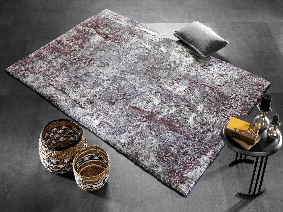 Webteppich Aubergine/Beige Timeline Quantum 140x200 cm - Beige/Aubergine, Design, Textil (140/200cm) - Novel