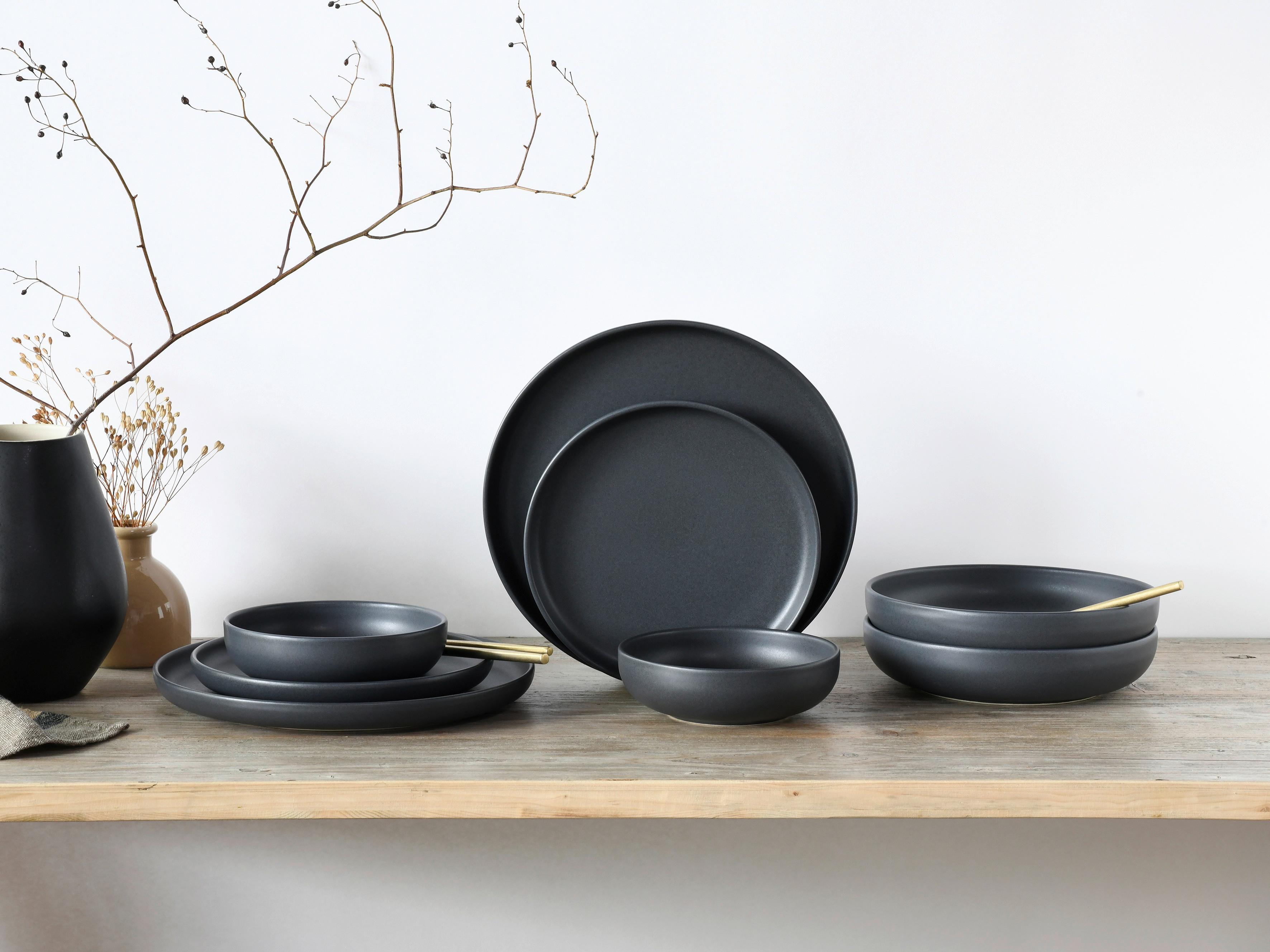 Kombiservice Uno Black 8--teilig., Schwarz - Schwarz, Basics, Keramik - Creatable