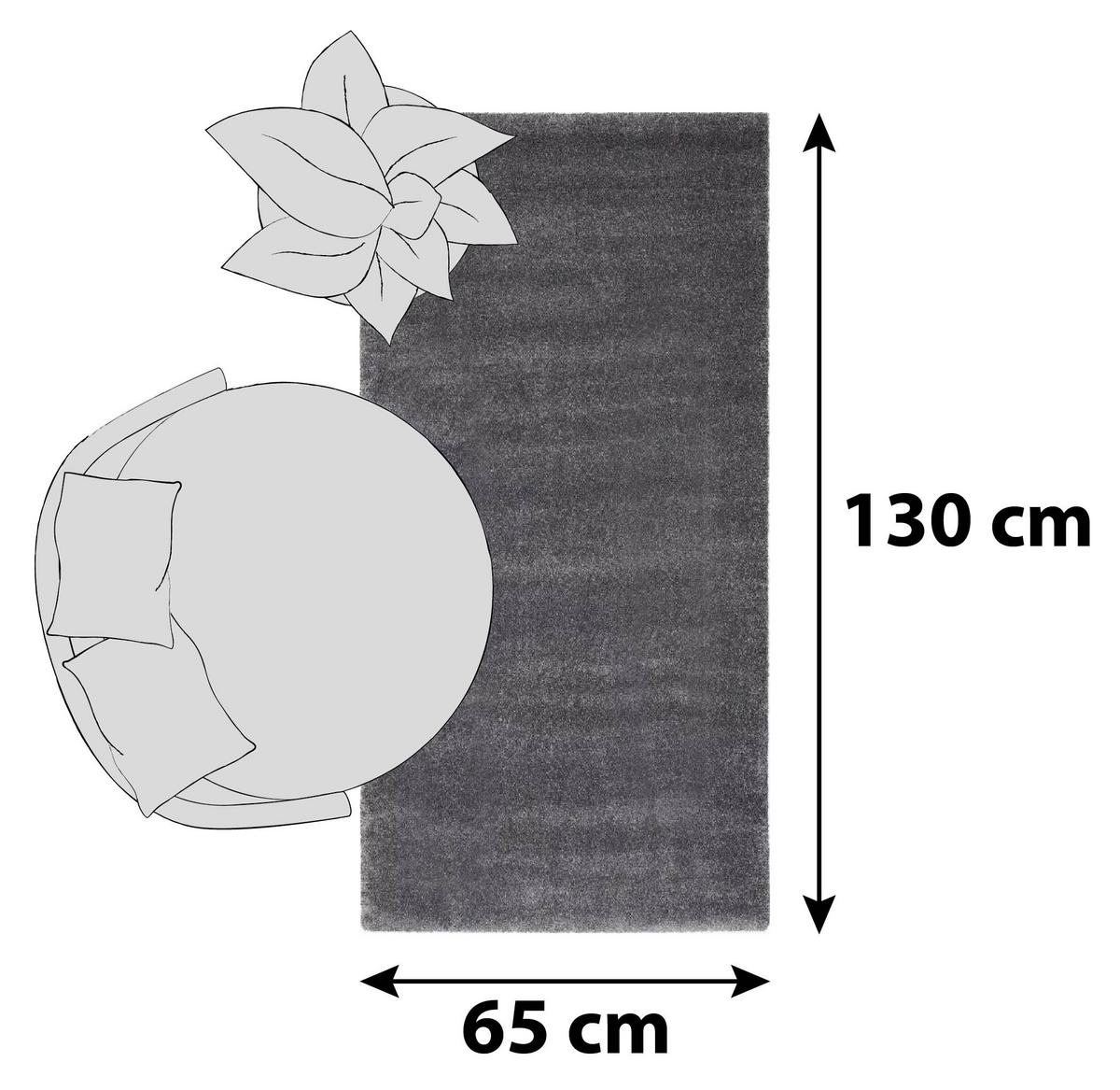 Hochflorteppich Bellevue Dunkelgrau 65x130 cm - Dunkelgrau, Basics, Textil (65/130cm) - Novel