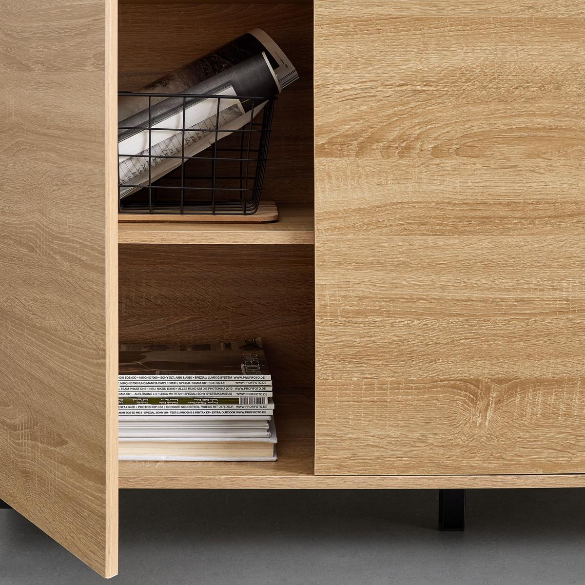 Komoda LORI - barvy dubu/černá, Moderní, kov (120/70/35cm) - Bessagi Home