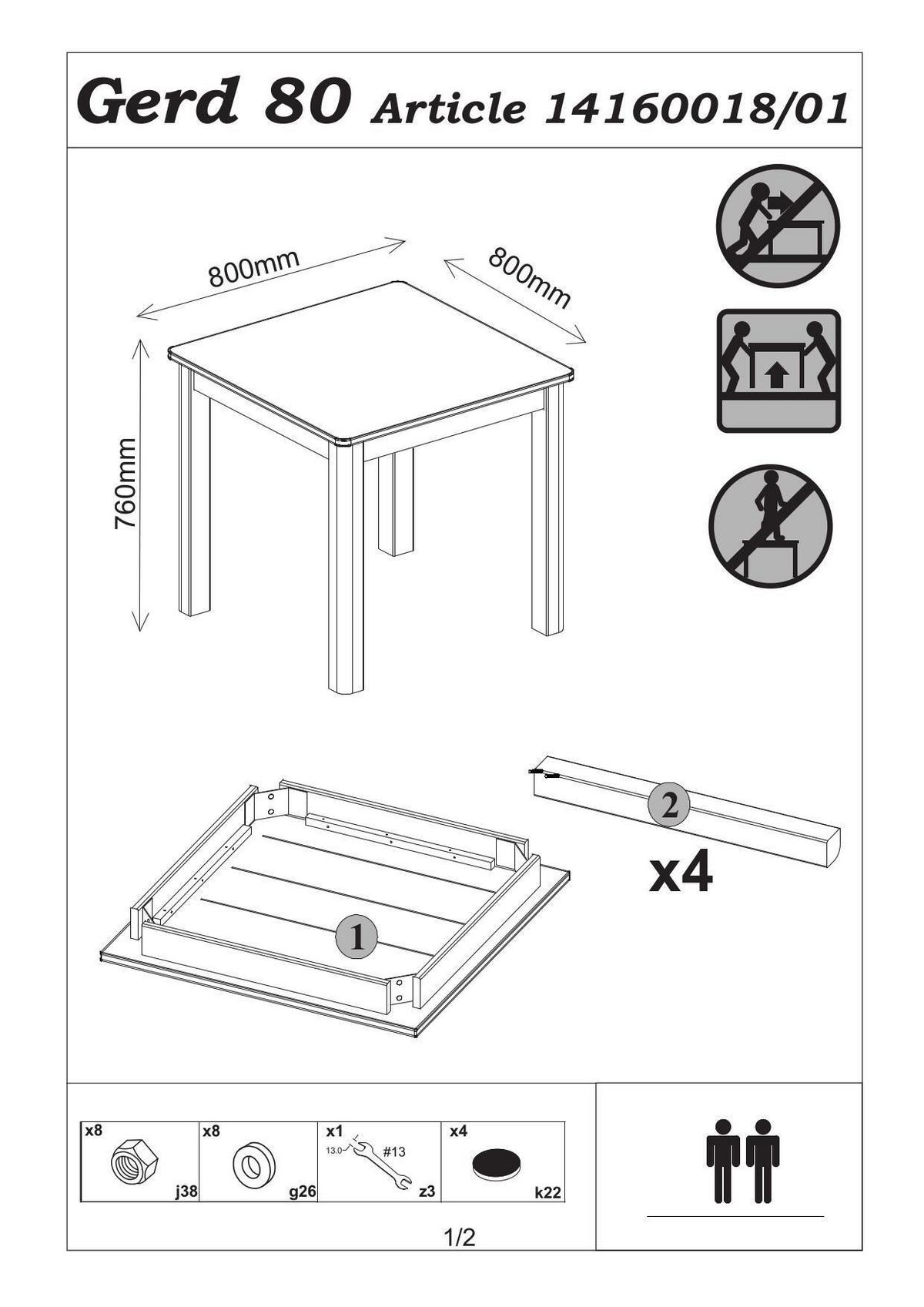 Étkezőasztal Gerd 80 Giga - tölgyfa színű, Modern, fa (80/76/80cm)
