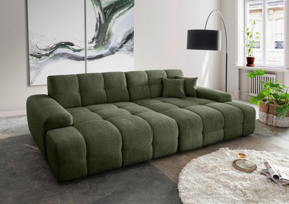 Bigsofa Bosco, Dunkelgrün B: 304 cm - Waldgrün/Schwarz, MODERN, Textil (304/87/155cm) - Livetastic