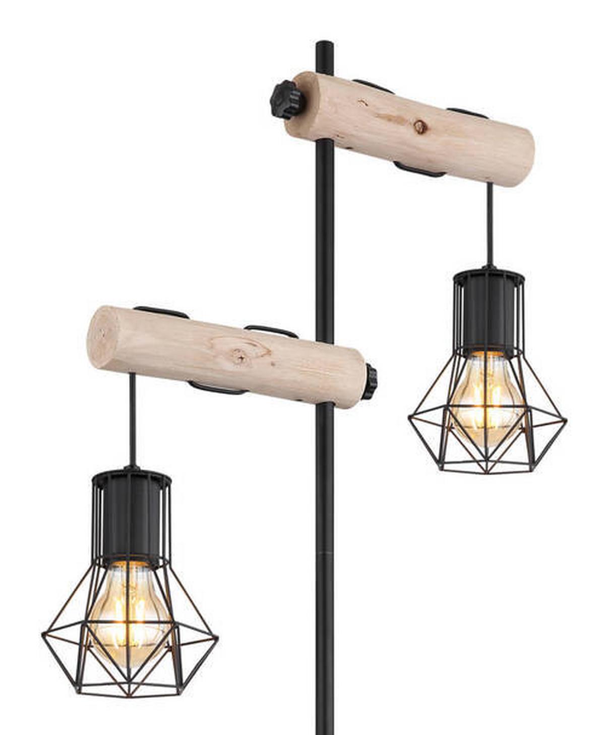 Stehleuchte 54017-2s - Schwarz/Naturfarben, Natur, Holz/Metall (48/25/168cm) - Globo