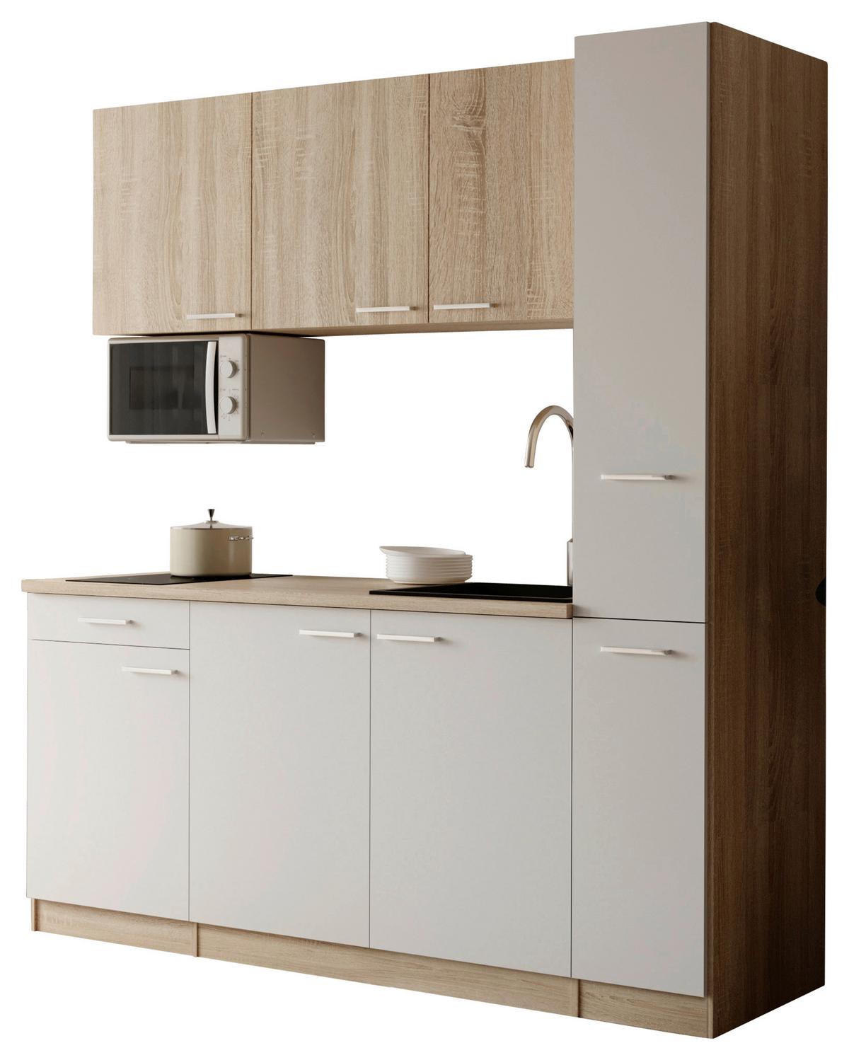 KÜCHENBLOCK Ingrid, Weiß B: 180 cm - Eichefarben/Weiß, Design, Holzwerkstoff (180cm) - Respekta