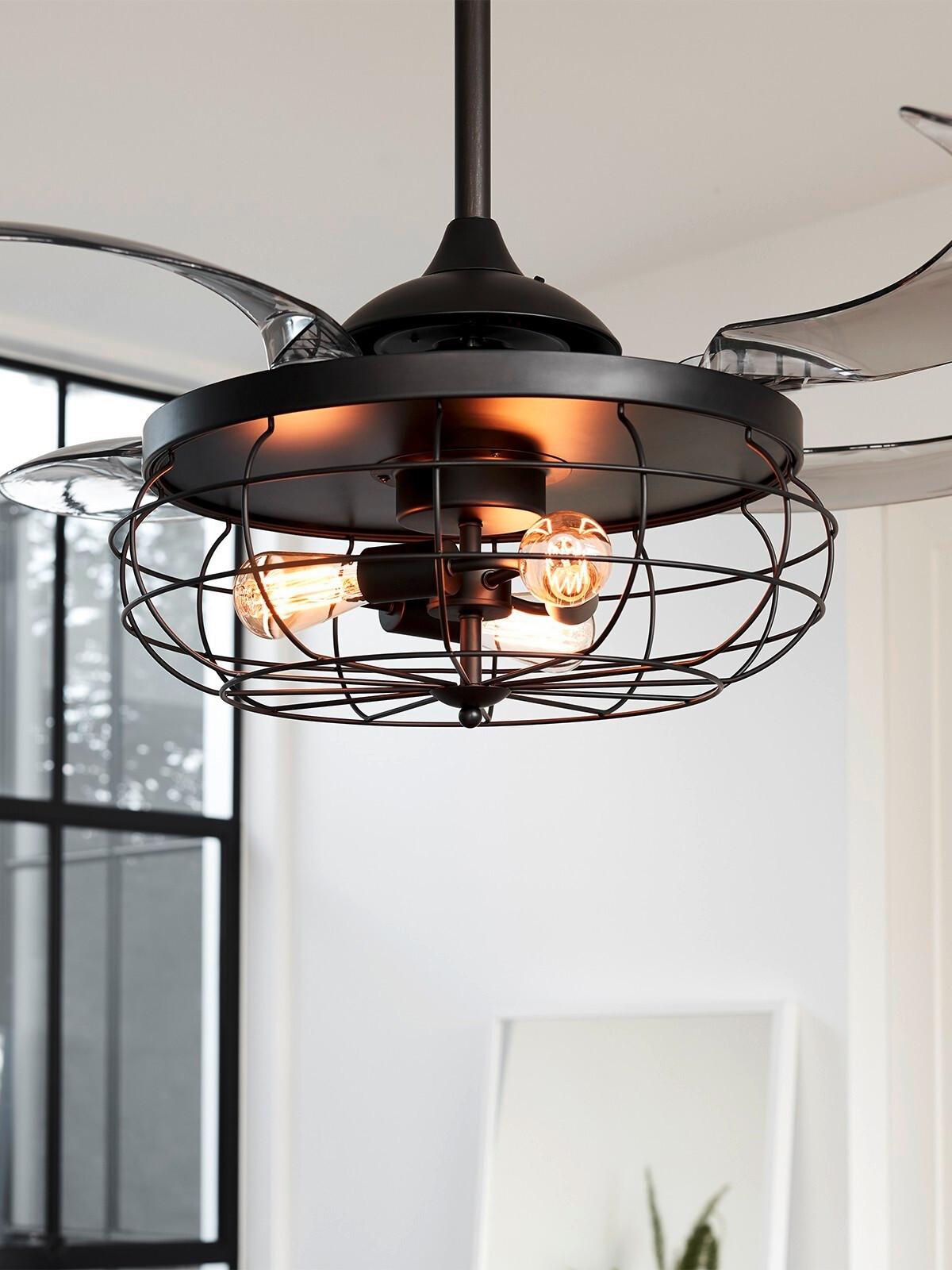Deckenventilator Fanaway Industri Schwarz 4-Flügel - Transparent/Schwarz, Design, Kunststoff/Metall (122/50cm) - P & B