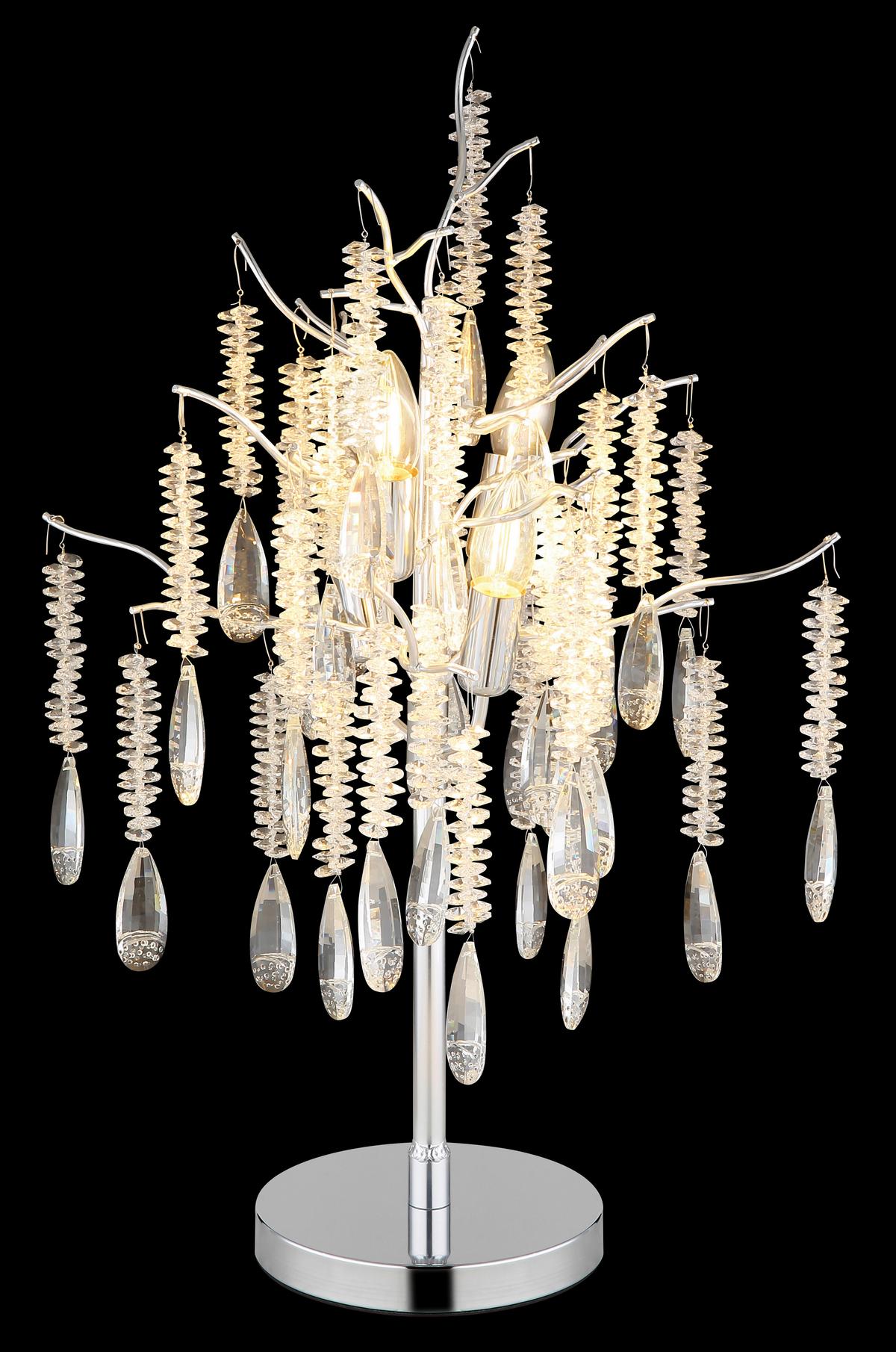 Tischleuchte Exkl. 4xe14, 40w - Klar/Silberfarben, KONVENTIONELL, Glas/Kunststoff (41/67cm) - Globo