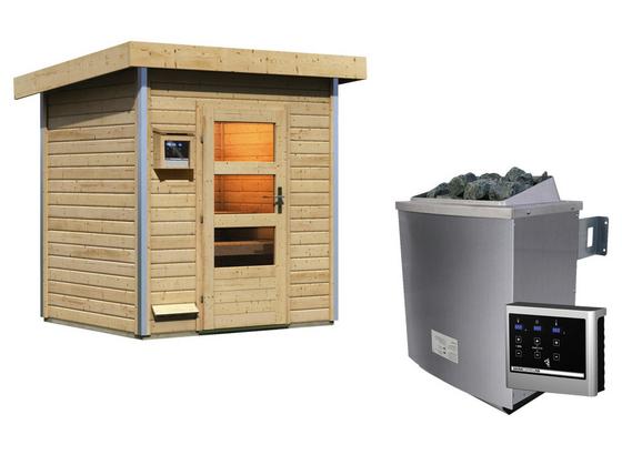 Saunahaus Nantes externe Steuerung Easy - Naturfarben, MODERN, Holz (196/228/146cm) - Karibu Saunahaus Nantes externe Steuerung Easy - Naturfarben, MODERN, Holz (196/228/146cm) - Karibu