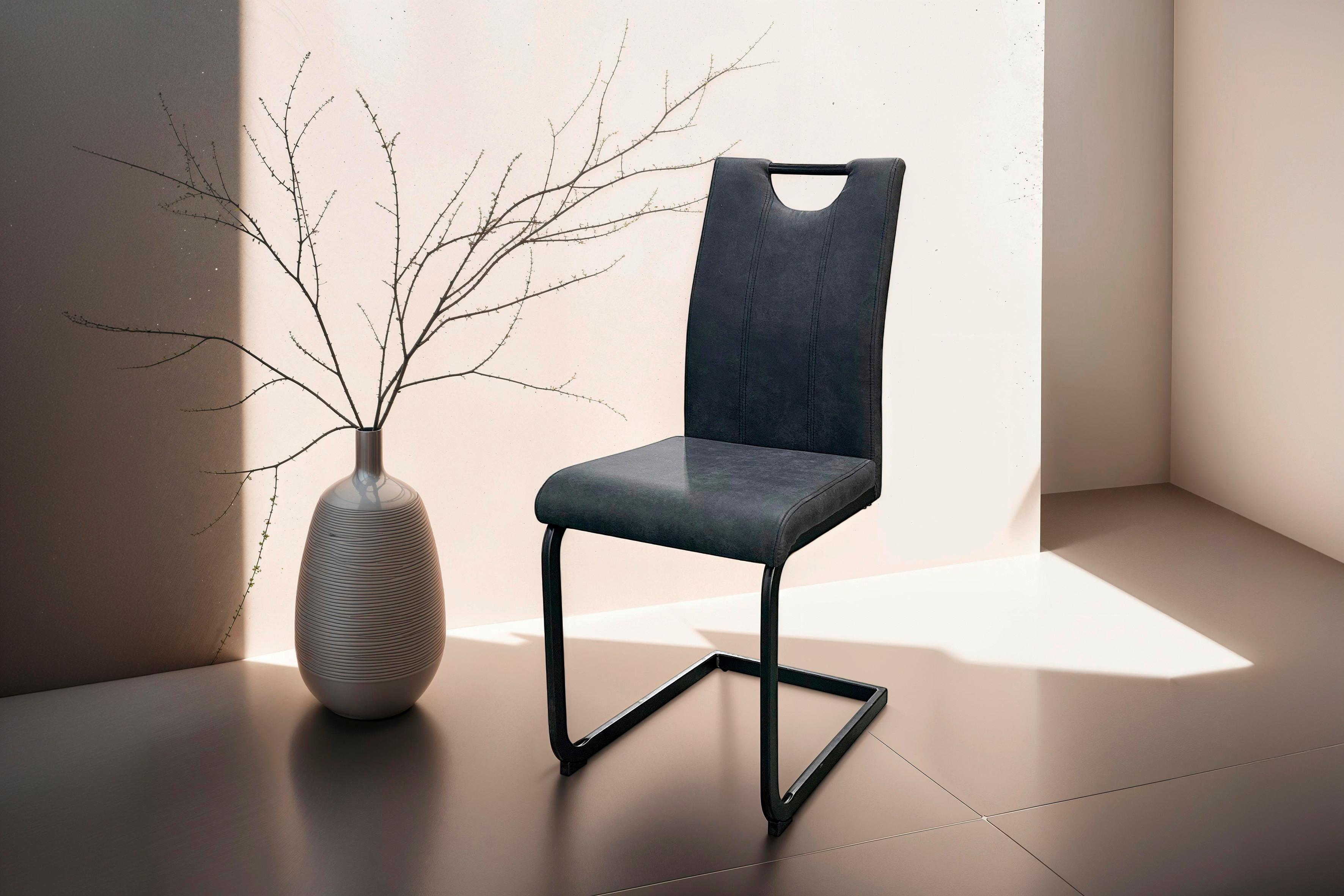 Schwingstuhl-Set Banff, Anthrazit, B: 42 cm - Anthrazit/Schwarz, Design, Textil/Metall (42/97/58cm) - MID.YOU