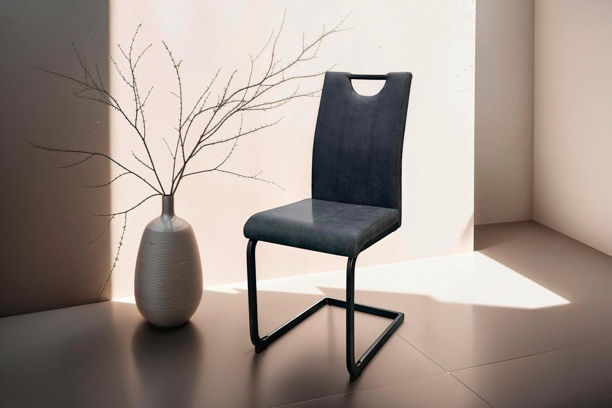 Schwingstuhl-set Banff, Anthrazit, B: 42 Cm - Anthrazit/Schwarz, Design, Textil/Metall (42/97/58cm) - MID.YOU