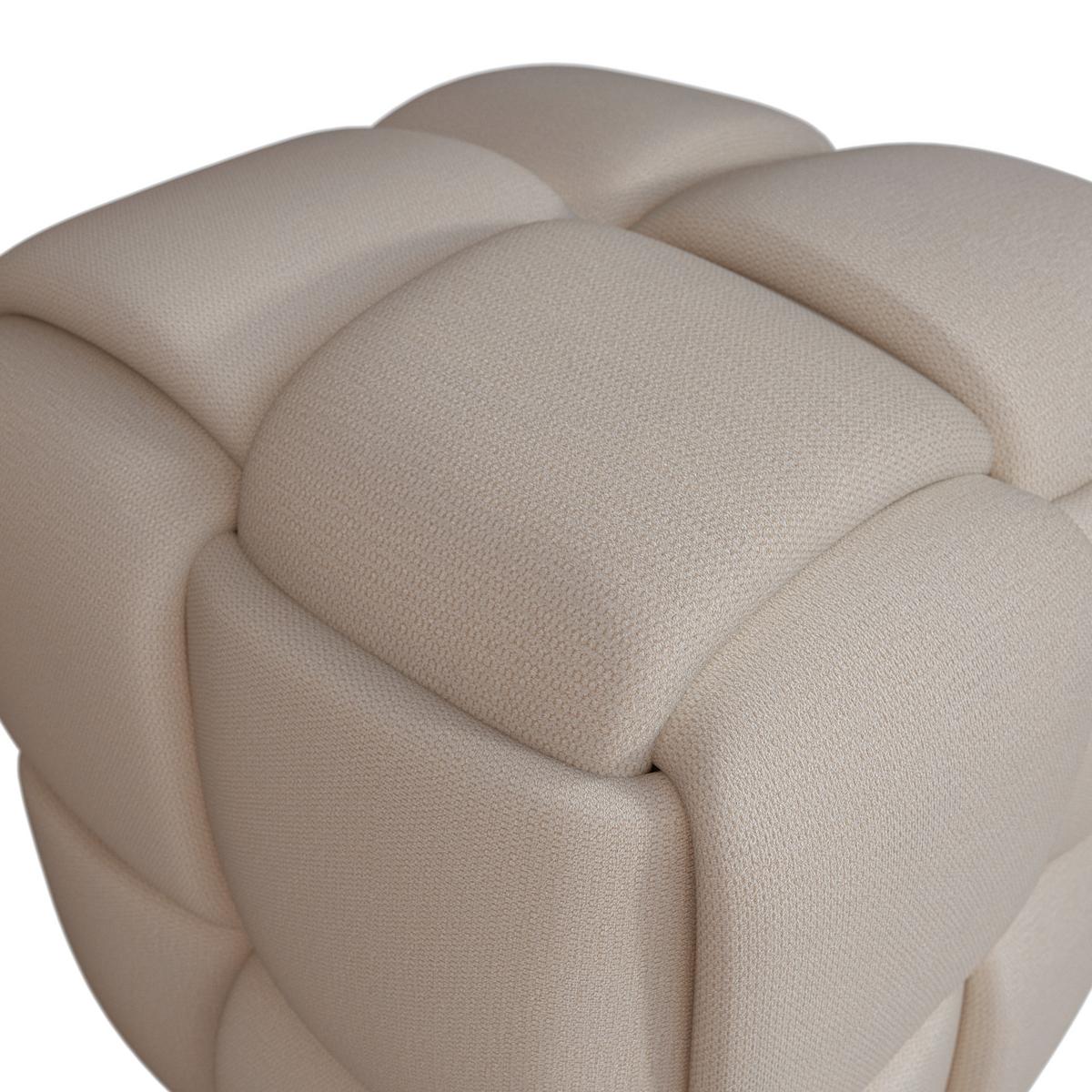 Taburet ELLA tmavě šedá bouclé - černá/tmavě šedá, Moderní, dřevo/textil (45/45/45cm) - Bessagi Home