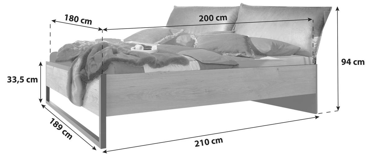 Futonbett 180x200 Detroit, Eichefarben+graphit - Eichefarben/Graphitfarben, Basics, Holzwerkstoff (180/200cm) - MID.YOU