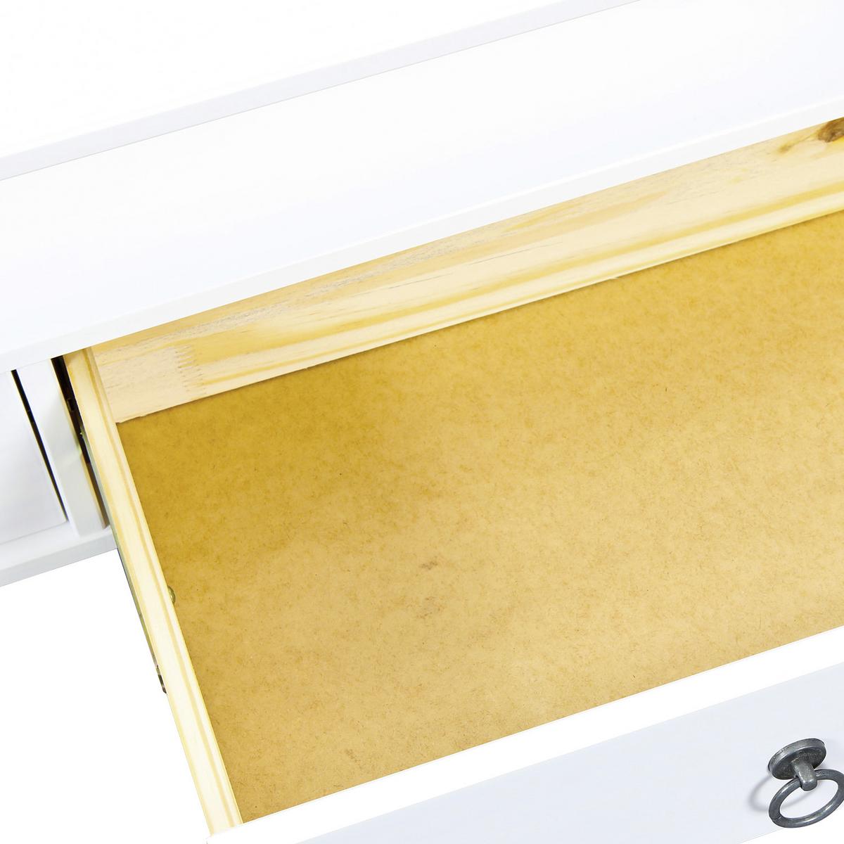 Couchtisch Holz Mit Glasplatte Und Laden Provence, Weiß - Weiß, MODERN, Glas/Holz (115/60/45cm) - Livetastic