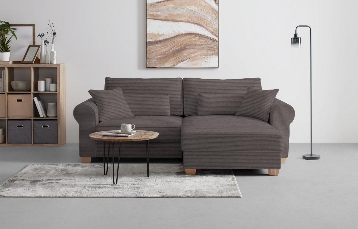 Sedací souprava ANGELO, oboustranná,tm.šedý manšestr - tmavě šedá, Moderní, dřevo/kompozitní dřevo (255/92/185cm) - Mömax