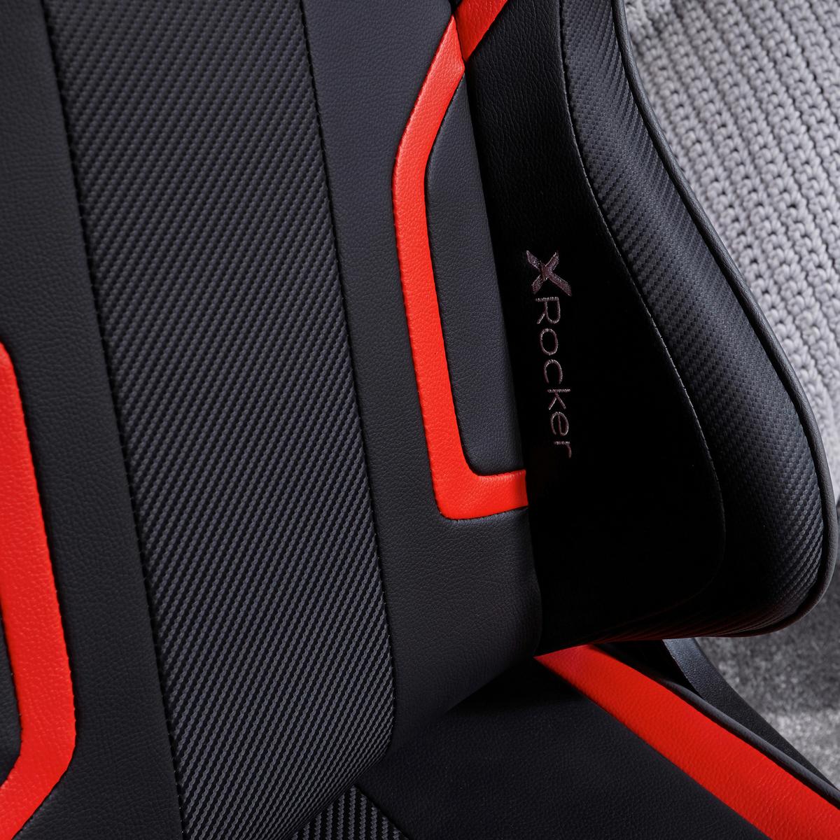 Gamingstuhl Stereo Schwarz, Rot B: 48cm - Rot/Schwarz, MODERN, Leder/Kunststoff (48/109/56cm) - X Rocker