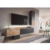 Wohnwand Goal - Eichefarben/Schwarz, Design, Holzwerkstoff (195/196/37cm) - Livetastic