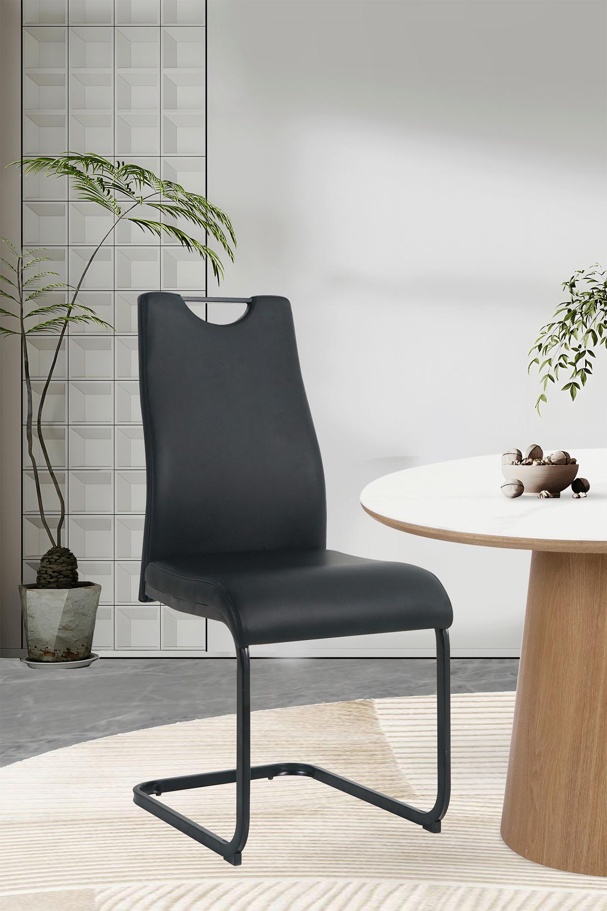 Stuhl-set Lederlook Schwarz, B: 42 Cm - Schwarz, Design, Kunststoff/Textil (42/98/56cm) - Livetastic