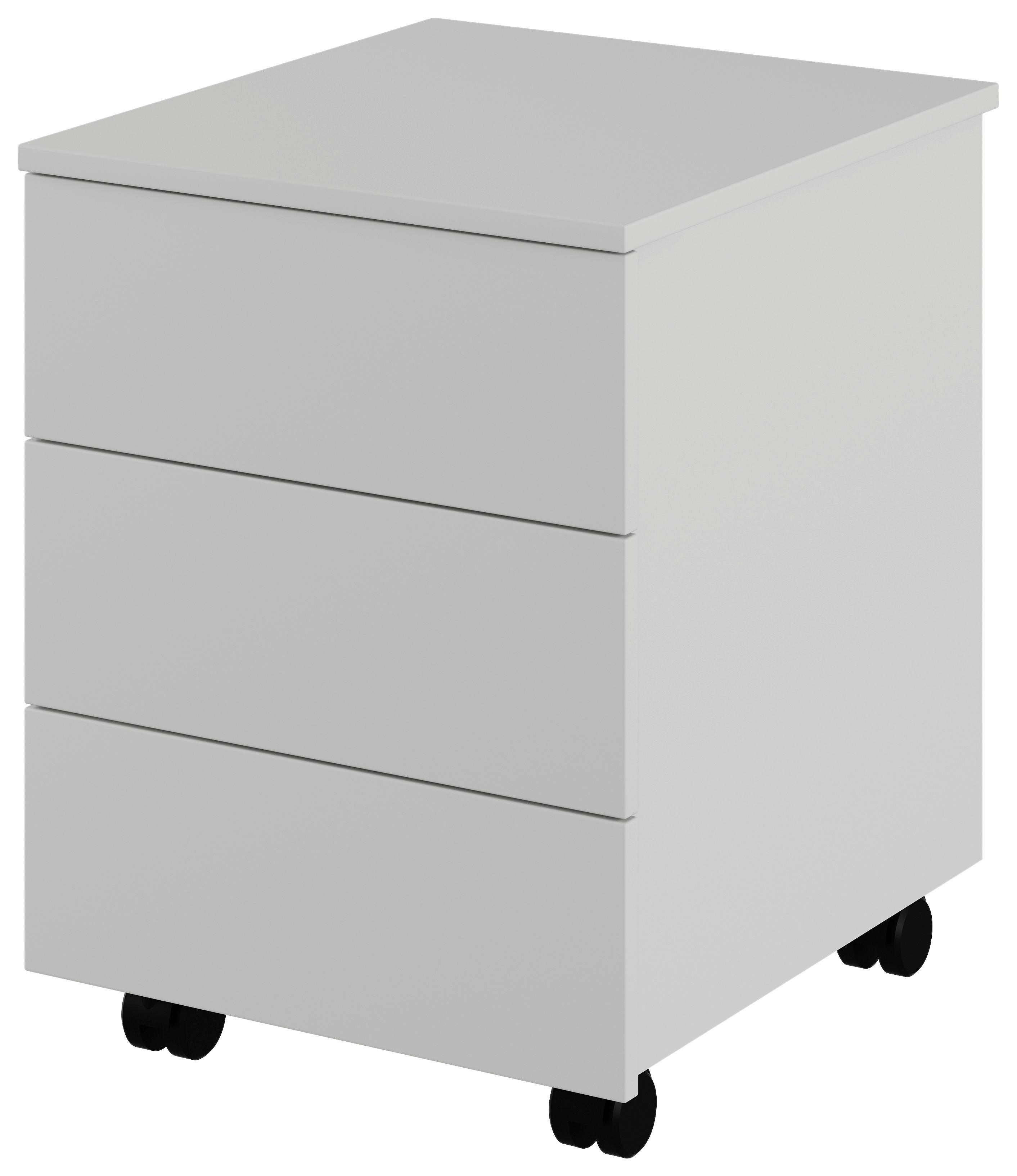 Pojízdní kontejner ALEXO - bílá, Moderní, kompozitní dřevo (42/55,7/47,4cm)