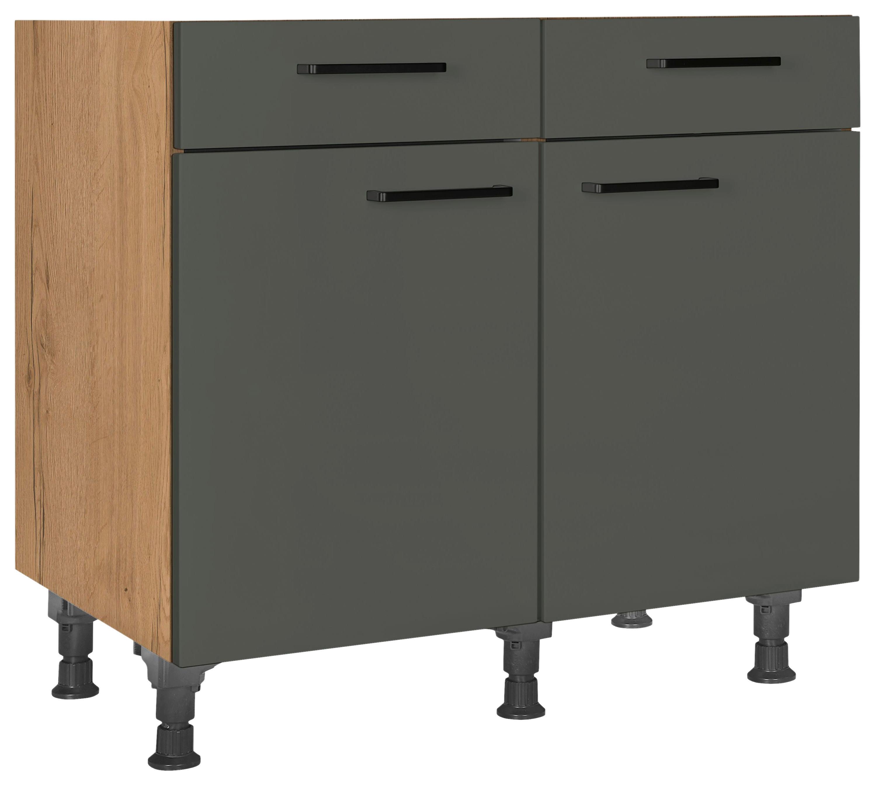 Schubkastenunterschrank Easytouch - Eichefarben/Grün, MODERN, Holzwerkstoff (90/87/56cm) - Nobilia