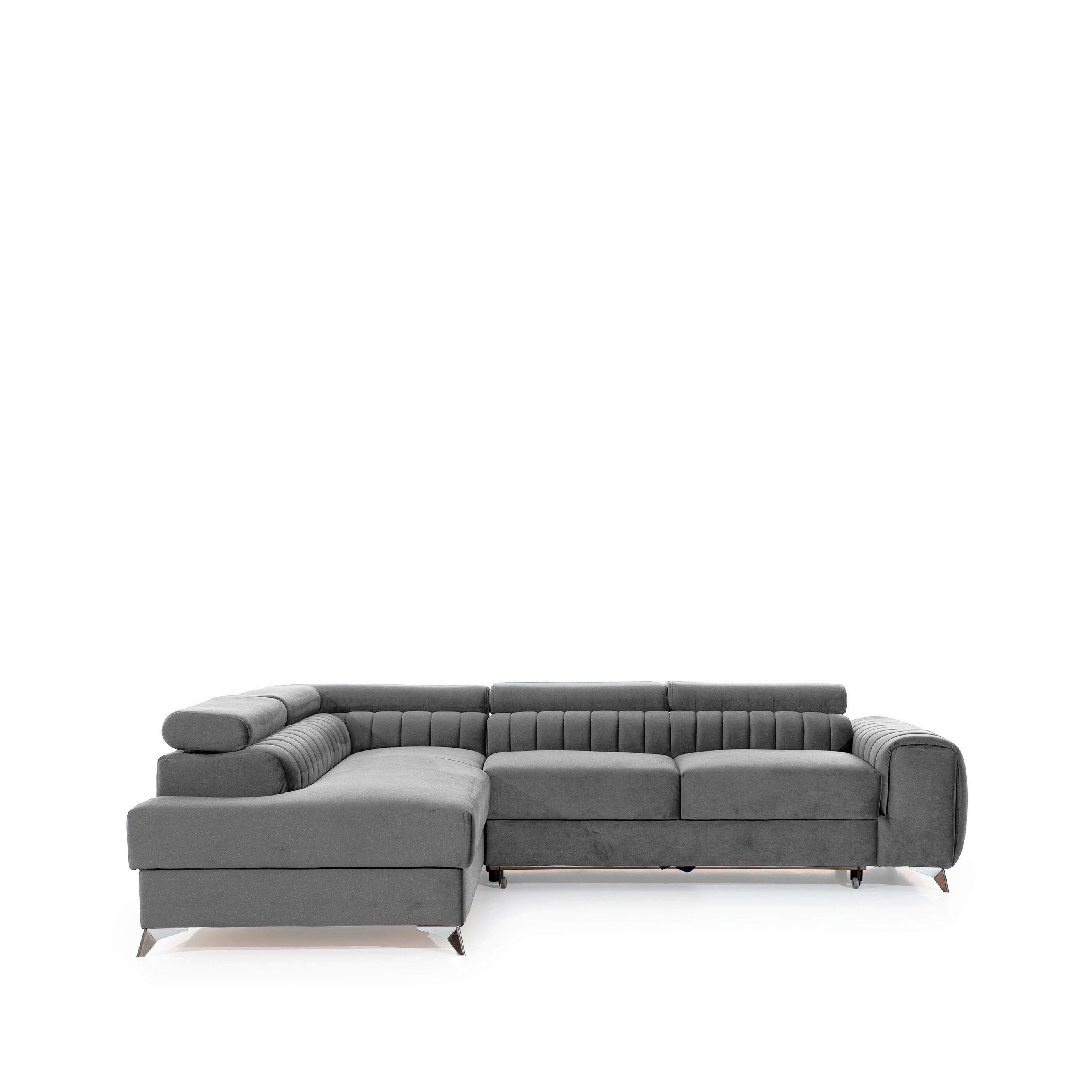 Ecksofa Laurence Hellgrau S: 205x278cm - Silberfarben/Hellgrau, Design, Textil (205/278cm) - MID.YOU