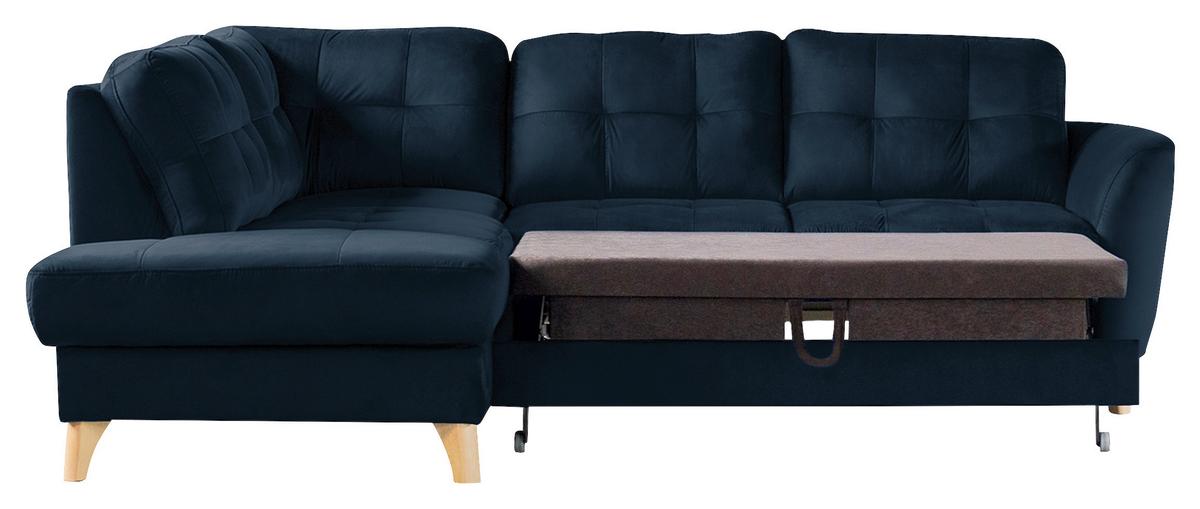 Ecksofa Nordic Dunkelblau S: 190x236 cm - Buchefarben/Dunkelblau, Design, Textil (190/236cm) - Livetastic