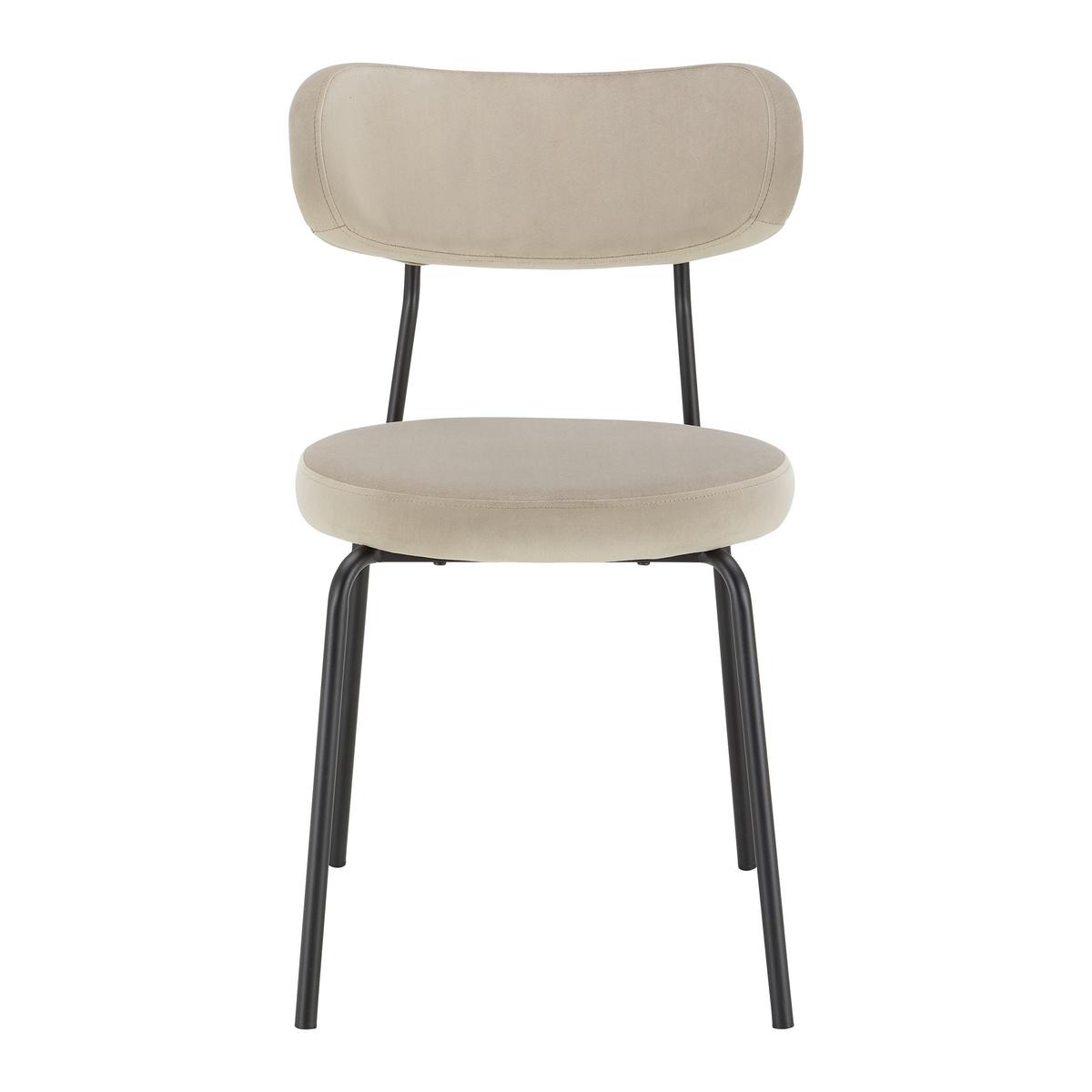 Sametová židle Lea - hnědá/béžová - černá/béžová, Moderní, kov/dřevo (51/82/63cm) - Bessagi Home