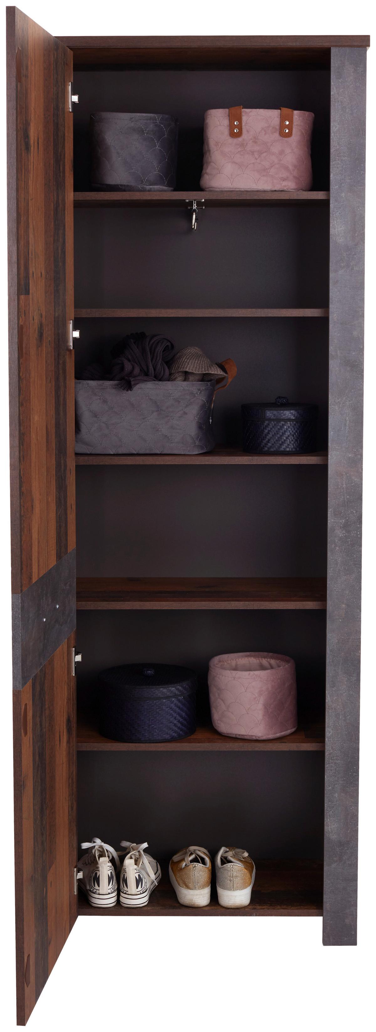 Előszobaszekrény Ontario - tölgyfa színű/szürke, Trend, faalapú anyag (68,4/200/37cm) - Ondega