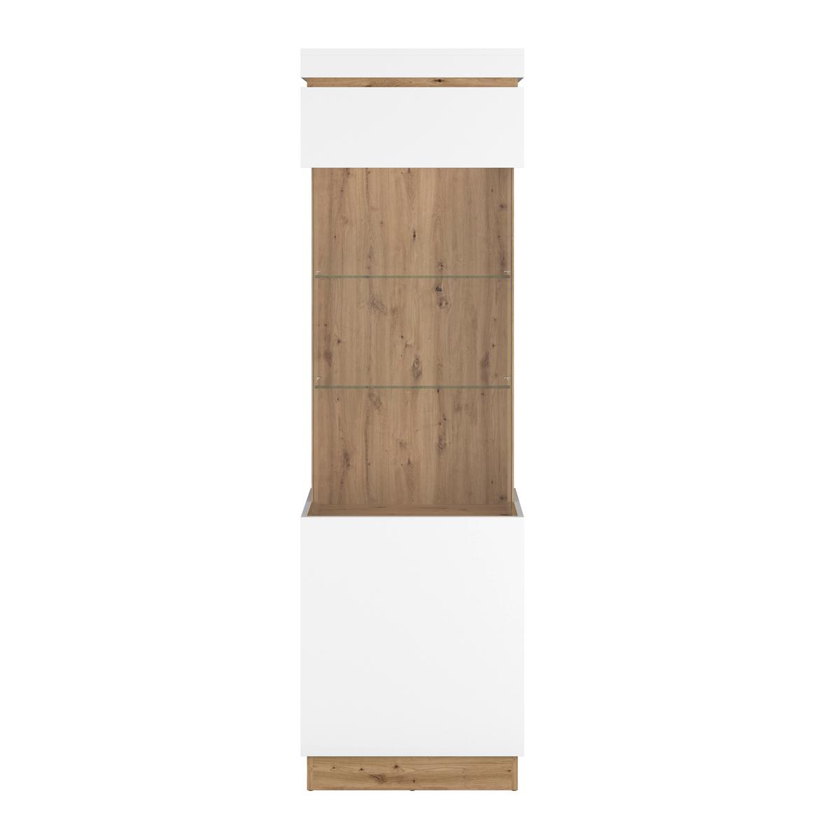Vitrine Calabria Türanschlag LINKS - Eichefarben/Weiß, Trend, Glas/Holzwerkstoff (60,1/200,5/40cm)