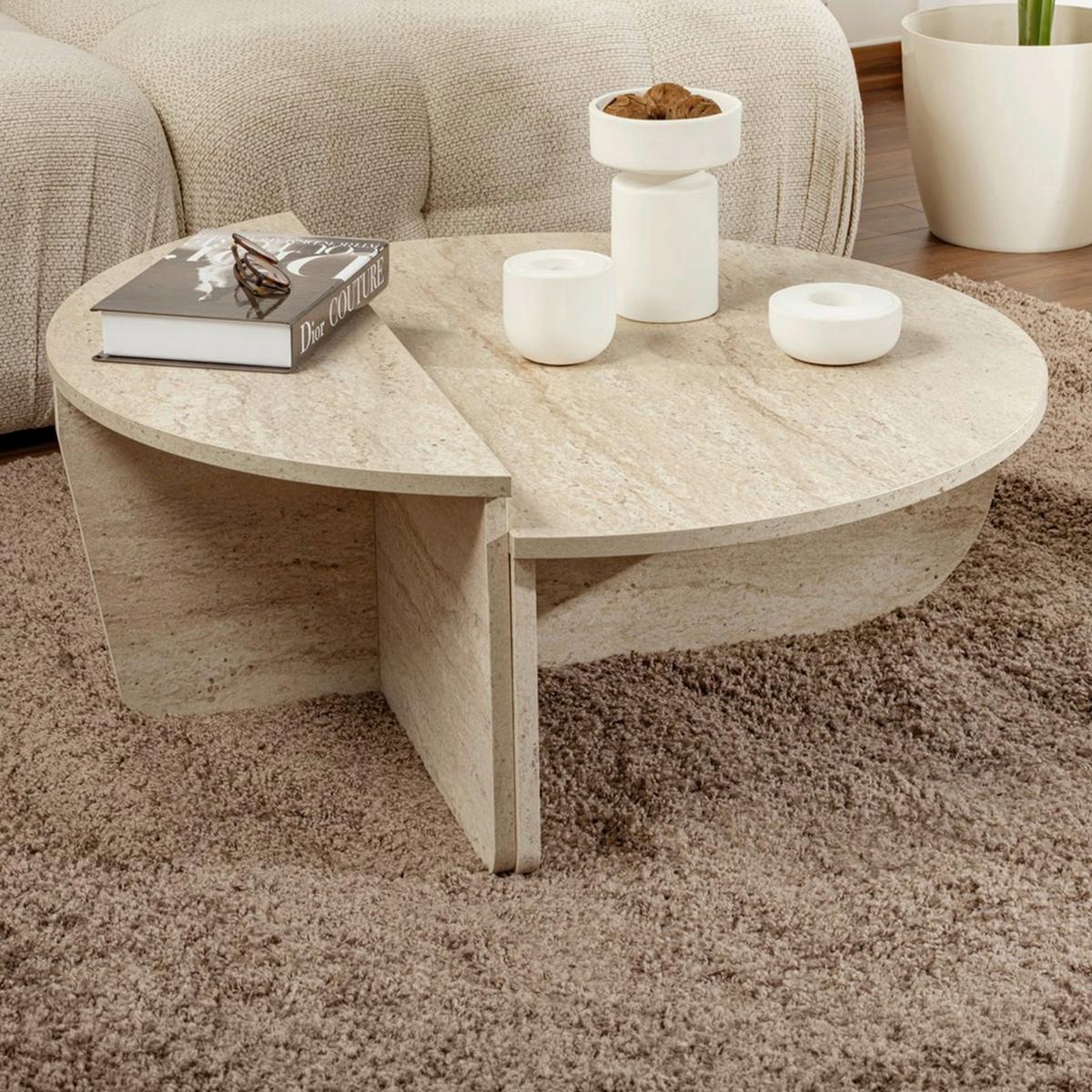 COUCHTISCH Orion Creme L: 90-85cm - Creme, Design, Holzwerkstoff (90-85/60-30/30-35cm) - MID.YOU