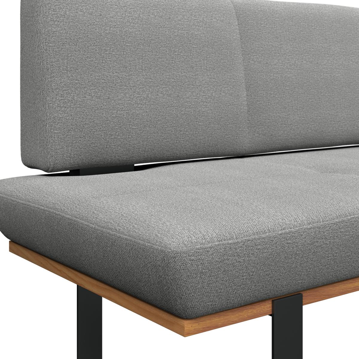 Sitzbank Tristan Webstoff hellgrau, B: 170cm - Hellgrau/Schwarz, MODERN, Holz/Textil (170/48/90cm) - James Wood